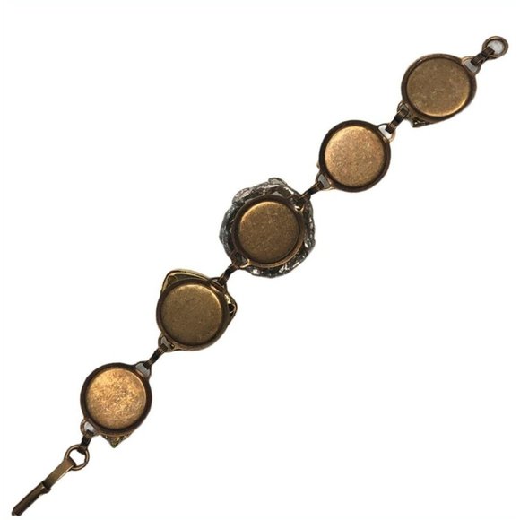 Vintage Earring Bracelet Pearl, Rhinestone, Bold Gold Setting - Picture 5 of 7